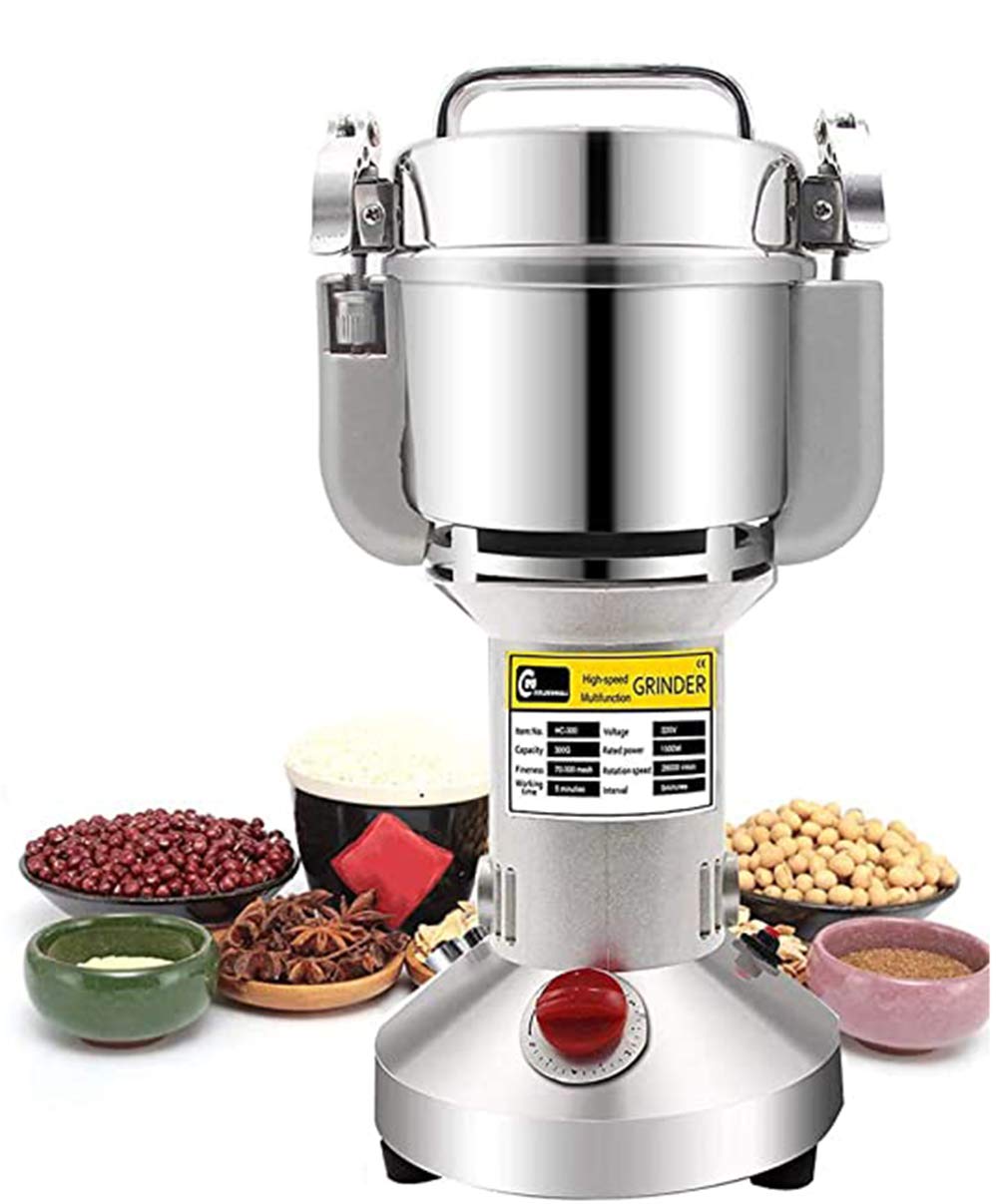 CGOLDENWALL Upgraded Electric Grain Grinder Mill High-speed Spice Herb Mill Commercial powder machine Cereals Grinder CE (700g Hand-held Type)