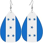 Country Flag Teardrop Earrings For Women Lightweight Leather Dangle Earrings Patriotic Jewelry Gifts