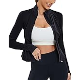 RUNNING GIRL Women's Workout Jacket Lightweight Zip Up Yoga Jacket Cropped Athletic Slim Fit Tops with Thumb Holes