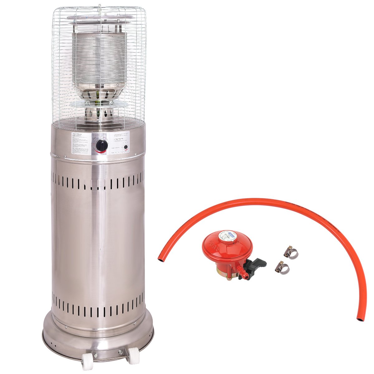 COSTWAY 12KW Gas Patio Heater Table Floor Standing Stainless Steel