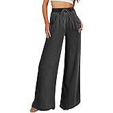Sidefeel Women's Drawstring Wide Leg Jeans High Waisted Loose Fit Denim Pants