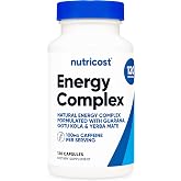 Nutricost Natural Energy Pills Complex 120 Capsules, Gluten-Free, GMO-Free | 100mg Caffeine, With Guarana, Gotu Kola and Yerba Mate