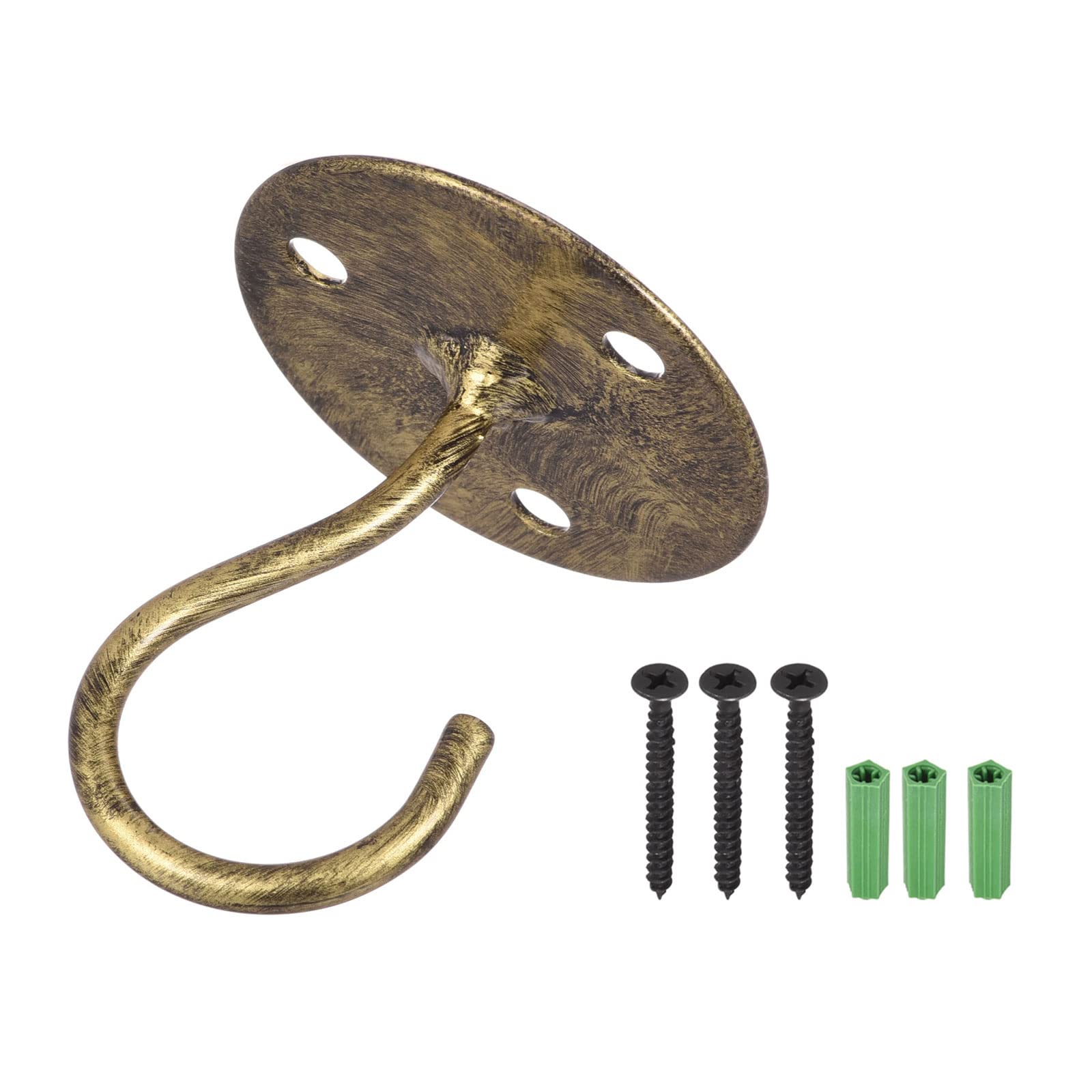 YOKIVE 4 Pcs Ceiling Hanging Hook, Heavy Swag Hook with Round Plate Hanging Plants, Great for Office, Home, Daily Use (Bronze, 2.2x2.5-Inch)