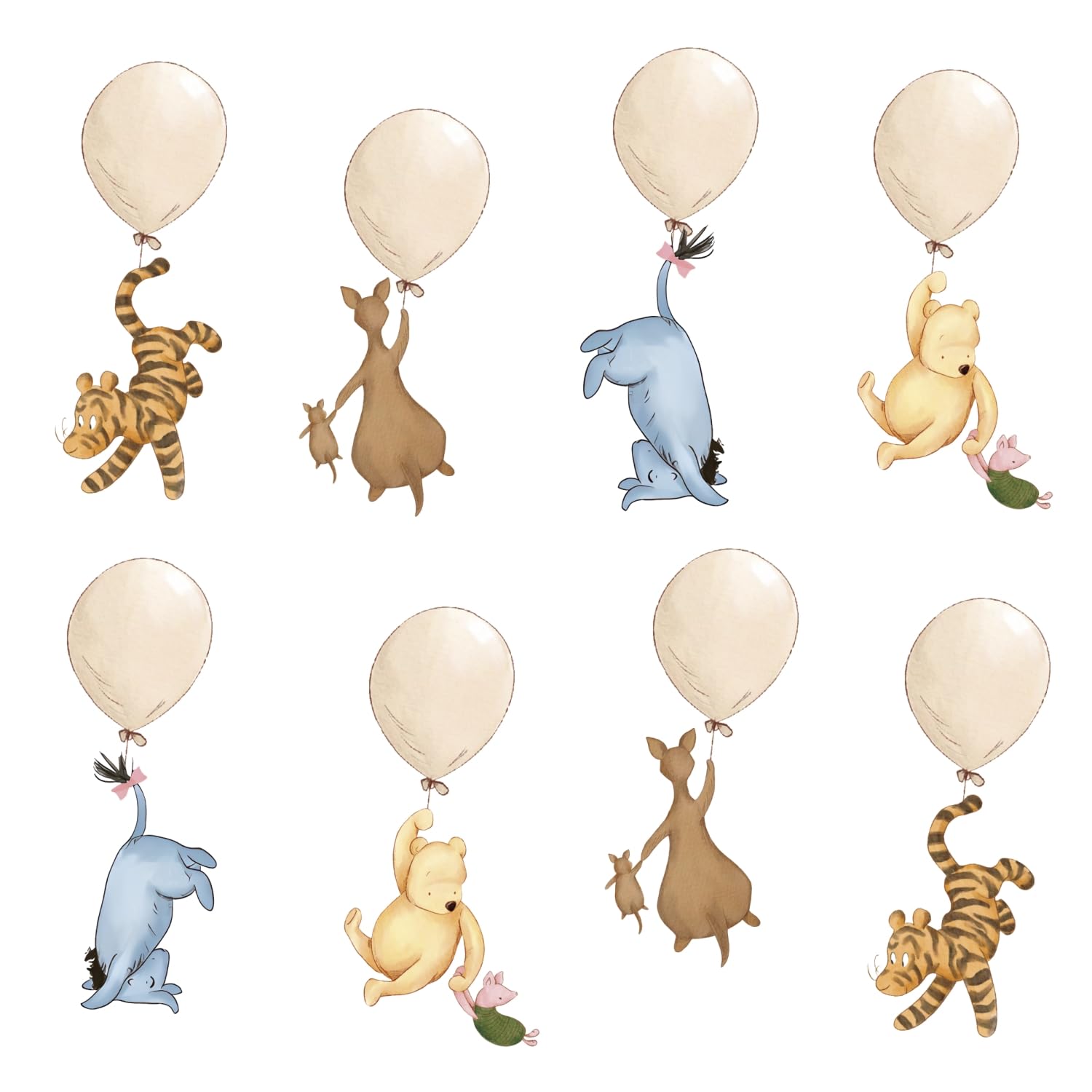 Photo 1 of 12PCS Vintage Winnie Baby Shower Hanging Decoration Double-Side Pooh Cutouts For Balloons Decor Table Centerpiece Newborn Birthday Supplies