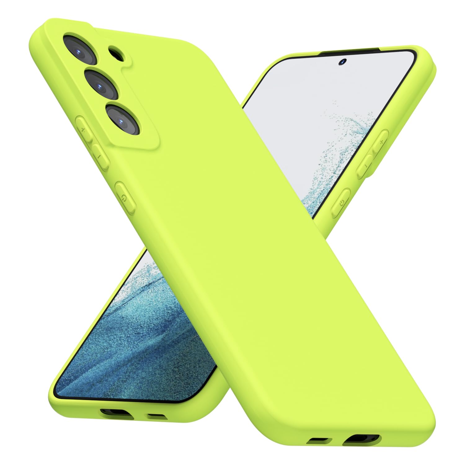Photo 1 of LoeoeL for Samsung Galaxy S22 Phone Case Silicone, Fluorescent Neon Lime Green Bright Color Matte TPU, Minimalist Ultra Thin Slim Soft Rubber Gel Girly Cute Case for Women Men, Camera Cover Protection