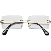 Rectangle Sunglasses for Men/Women Small Rimless Square Shade Eyewear