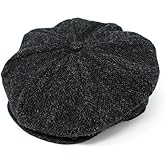 Hanna Hats Traditional Irish Tweed Eight Piece Cap. Unisex Newsboy Cap. Button Crown & Taffeta Lining. 100% Made in Ireland.