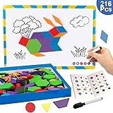 melissa & doug deluxe wooden magnetic pattern blocks set