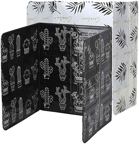 Amazon Co Jp 2個のアルミホイルオイルスプラッタープルーフバッフル 折りたたみ式アンチスプラッシュガード3ヒンジ式パネルノンスティック表面 美しいイラスト キッチンクッキングフライ用 ホーム キッチン