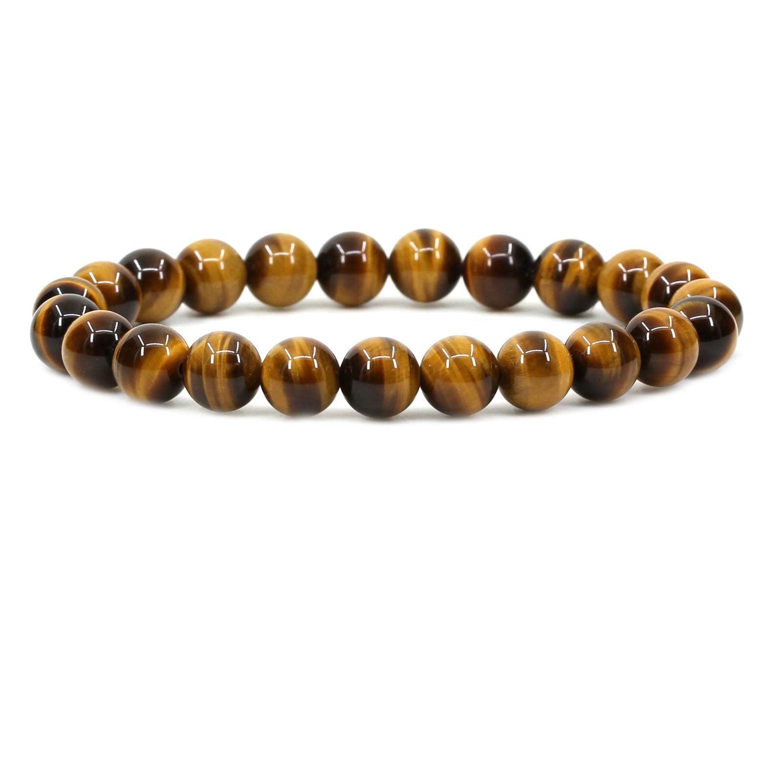 CHENYUE Natural A Golden Tiger Eye Gemstone 8mm Round Beads Stretch Bracelet 7" Unisex — image 1