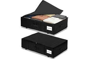 CareLoom 2Pack Under Bed Storage with Wheels, Under Bed Storage Containers with Label, Large Rolling Under bed Organizer Bins