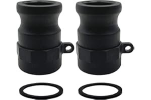 BITOTU 2PCS Camlock Fittings Poly NPT A-100 1" Type A Standard Couplings Cam lock Fittings Polypropylene Cam Groove Fitting Male Camlock with Female Threads (1 inch, Type A)