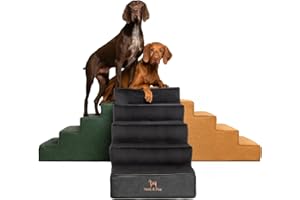Noah & Paw Dog Stairs, Dog Ramp for Bed (20" Extra Wide) Pet Stairs for High Bed, Design to Fit Small and Large Breeds, Durable 5 Pet Steps for Couch (35 Foam Density) Leather Collection