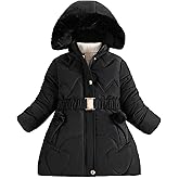 Happy Cherry Girls Fleece Lined Jacket Puffer Jacket Fur Collar Hooded Long Down Jacket Kids Windproof Coat Outerwear 2024