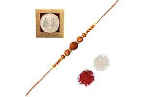 Amba Handicraft Rakhi/Rakhi for Brother/Rudraksha Rakhi/Send rakhi to USA/Rakhi for Brother with Gift Set/Rakhi Bracelet/rakhi for brother and bhabhi/Rakhi Set