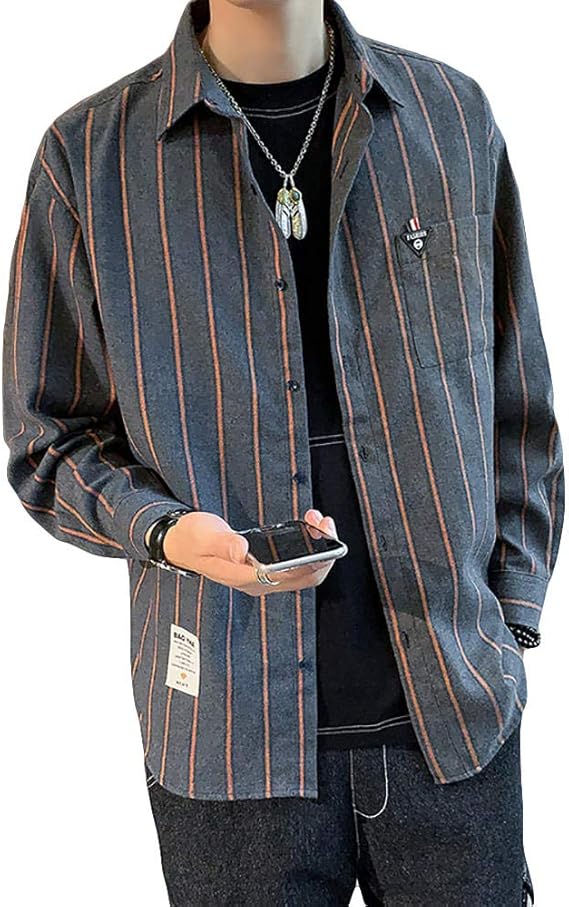 Amazon Twinstar シャツ メンズ 長袖 オシャレ ストライプ ポケット付き コットン ビジネス カジュアル 大きいサイズ ゆったり ワイシャツ 春 夏 秋 冬 人気 快適 シャツ 通販