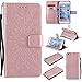 iPhone 6 / 6S Wallet Case,A-slim(TM) Sun Pattern Embossed PU Leather Magnetic Flip Cover Card Holders & Hand Strap Wallet Purse Case for iPhone 6 / 6S [4.7 Inch] - Rose Gold