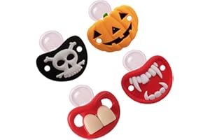 INTATIKOO Funny Pacifier for Baby 0-18 Months Baby Halloween Pumpkin Skeleton Vampires Pacifiers Halloween Gifts for Babies BPA Free (4 Packs)