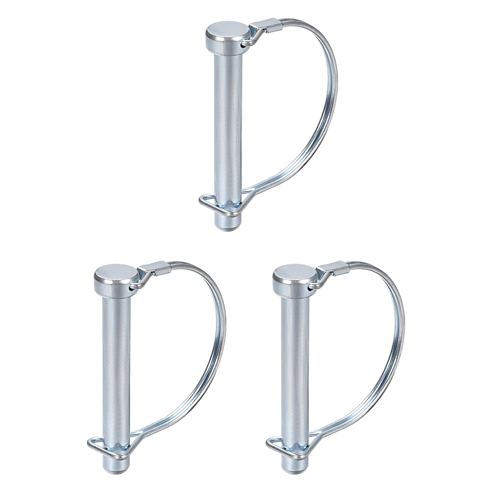 DTGN 10mm x 70mm (DxL) Shaft Locking Pin - 3Pack - Good for Farm Trailers Lawn - Carbon Steel Round Trailer Coupler Pin - Silver Tone