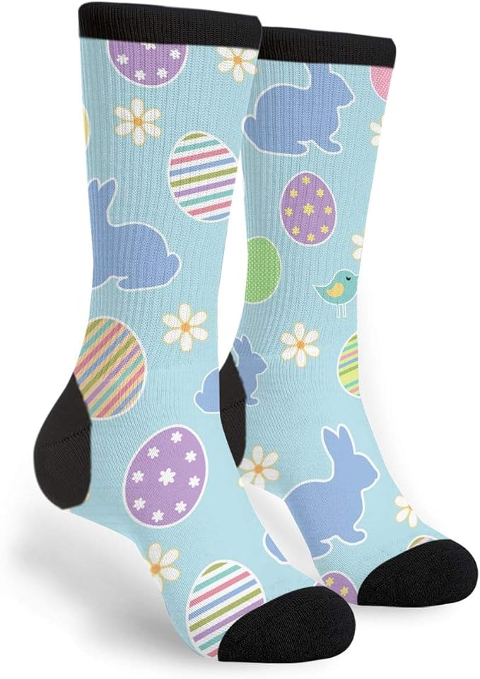 Easter Rabbit Eggs Unisex Casual Socks, Funny Novelty Crazy