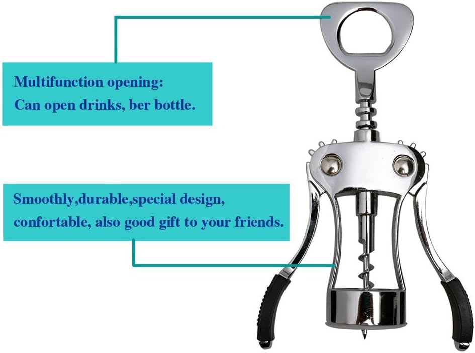 Tovee Upgrade Wing Corkscrew Wine Opener with Wine Stopper, Waiters Corkscrew Cork and Beer Cap Bottles Opener Remover - Image 3