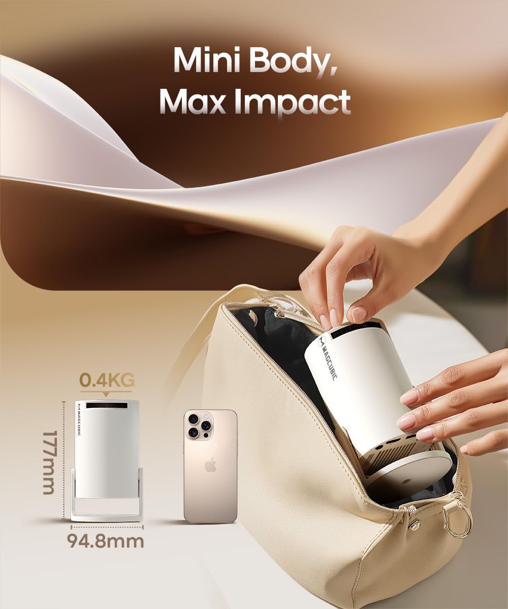 Magcubic 2025 Upgraded HY300PRO Mini Projector with WiFi and Bluetooth, Portable Projector 4K Support, Auto Keystone, 180 Degree Rotation, Smart Proyector for Home Outdoor Android 14