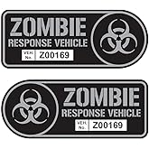 WSQ 2-Pack Zombie Response Vehicle Vinyl Sticker Decal Badge Halloween Set - 5 Inches - for Car Truck SUV Van Window Bumper Wall Laptop Tablet Cup Tumbler and Any Smooth Surface