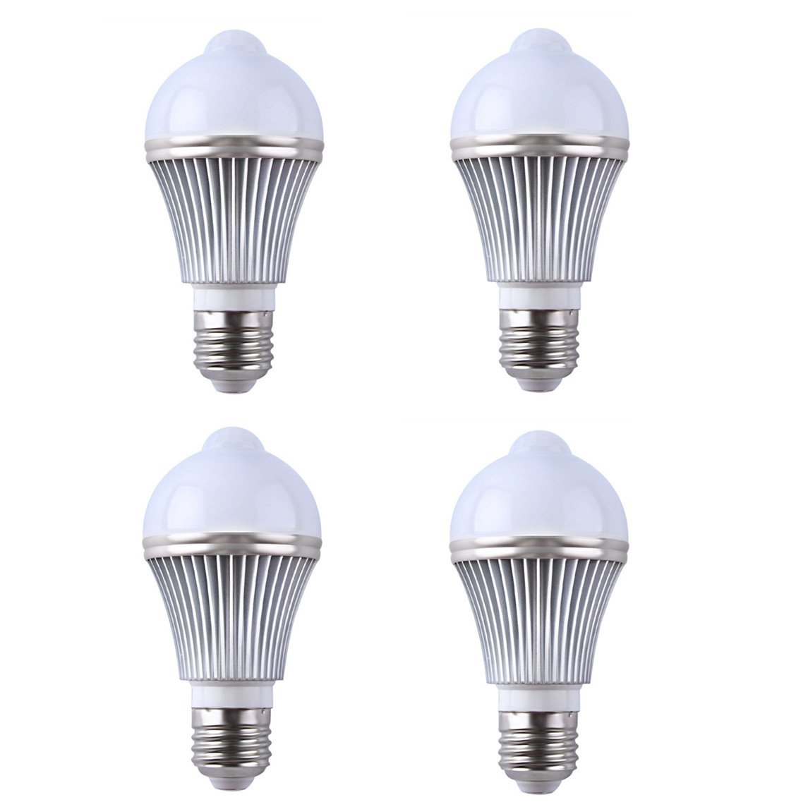 4-Pack 5W E27/E26 PIR Infrared Motion Sensor-Detector Activated LED Light Bulbs Lamp Automatic LED indoor Lighting for Closet,Basement,Stairs,Front Door,Garage and Entrance - Cool White 6000K