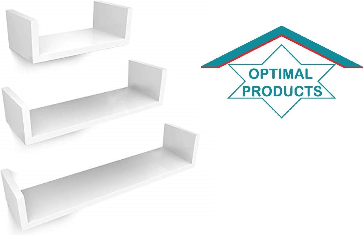 Optimal Products HUDSON HIGH GLOSS FLOATING SHELVE SHELF SHELVES