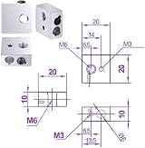 RUNCCI-YUN 4x MK8 Extruder Nozzle 0.4mm Brass, 30mm Throat Tube, Heating Block view 4