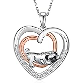 Daixiya Pug/Dachshund/Boston Terrier/Shih Tzu/Cavalier King Charles Spaniel Necklace 925 Sterling Silver Dog Pendant Necklace Cute Dog Jewelry Gifts