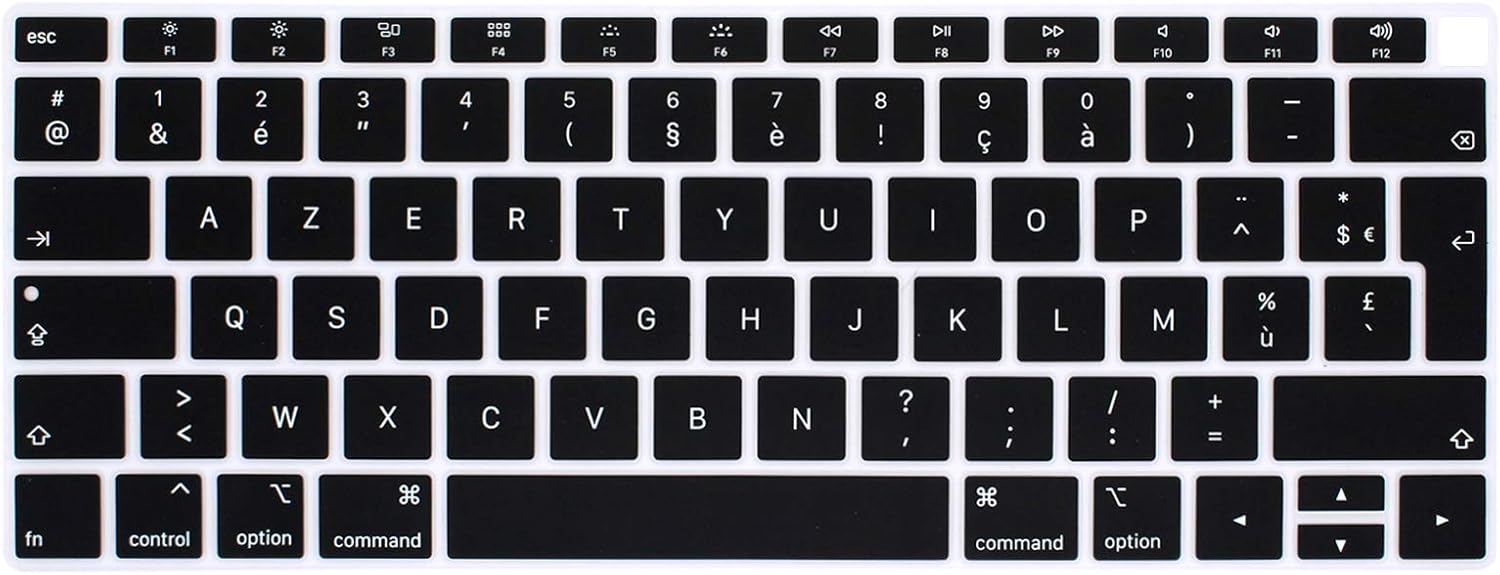 MMDW AZERTY French Language Keyboard Cover Compatible with MacBook Air 2018 Release 13.3 inch A1932 with Retina Display and Touch ID Silicone Soft Protector,European Version