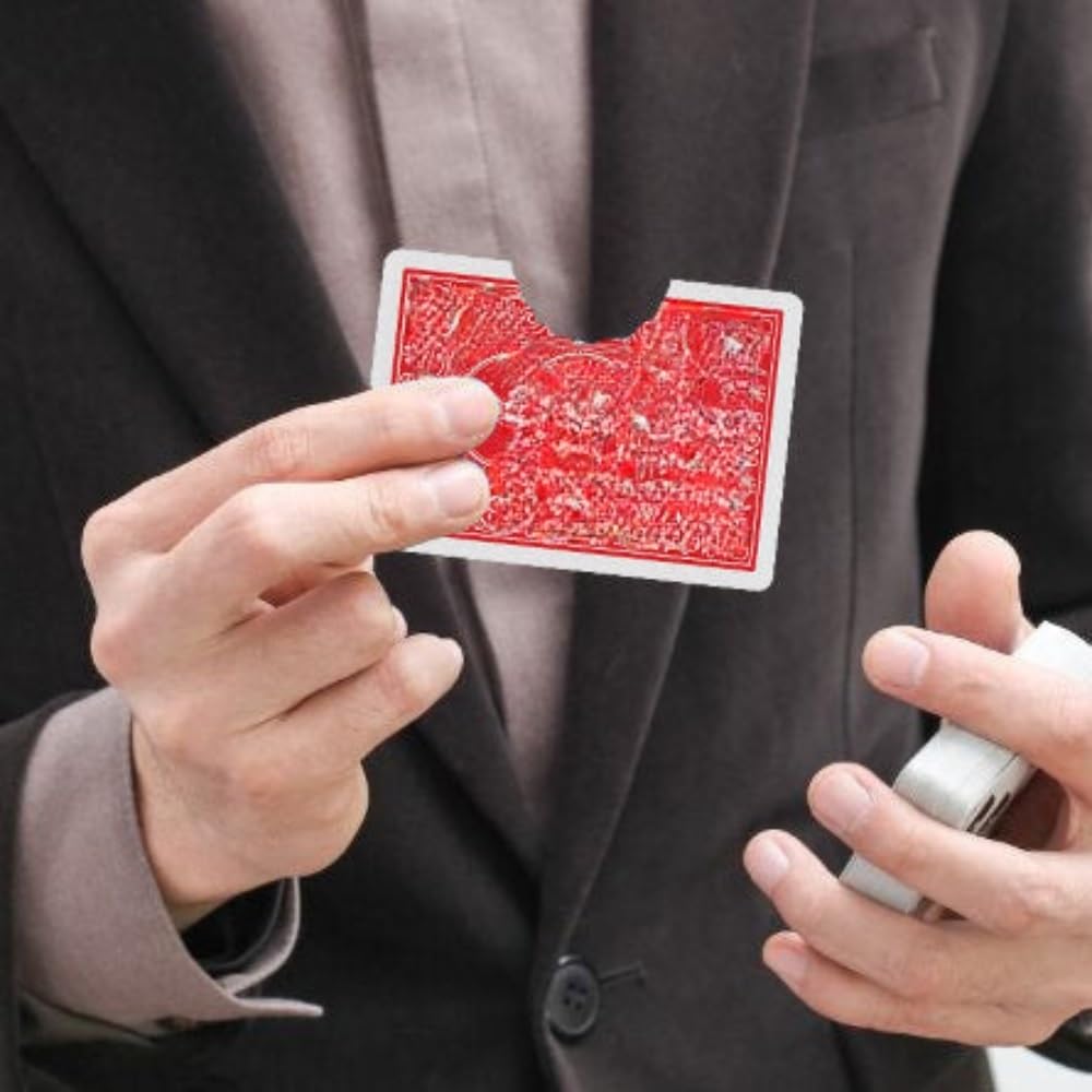 MilesMagic Magician's Close Up Bite Out Card Gimmick | Bitten & Restored Poker Playing Card Real Mind Blowing Table Hopping Illusion Magic Trick (Red)