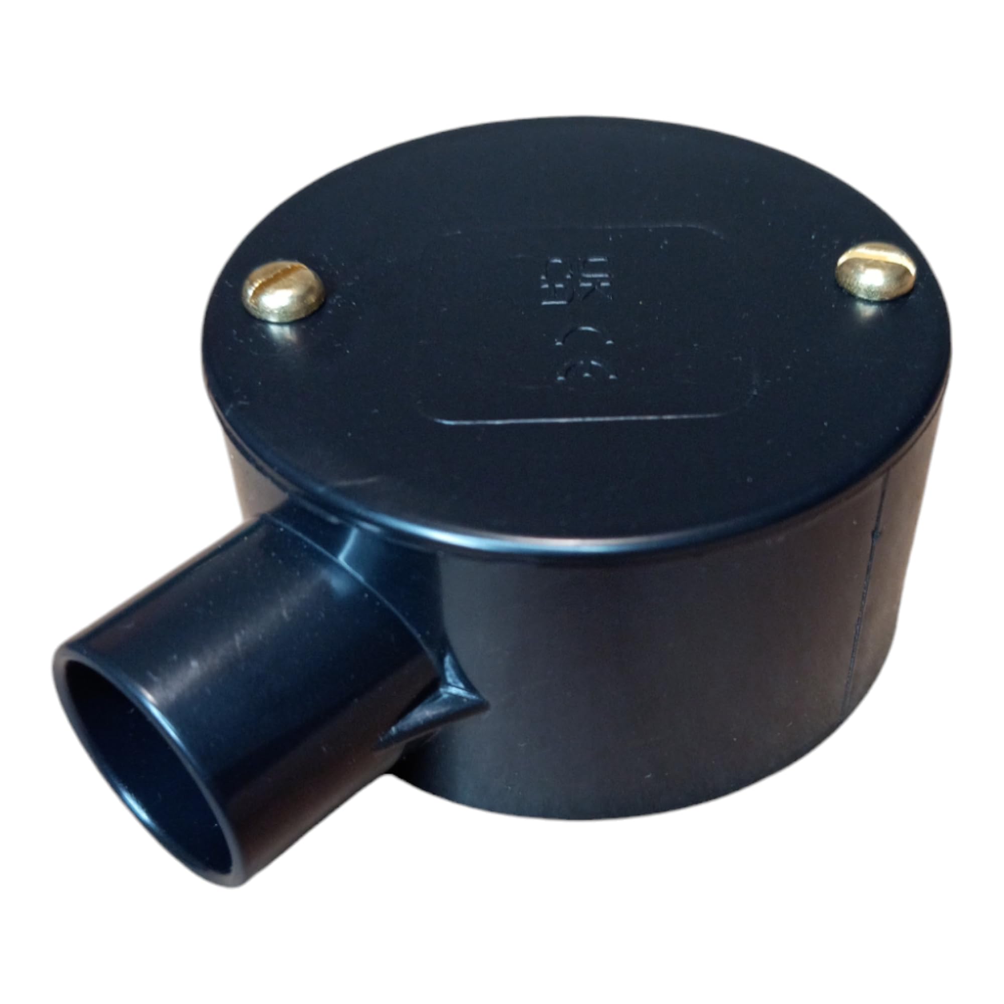 Black 20mm PVC Conduit Box 1 Way Terminal Box with Lid and Screws - Pack of 1