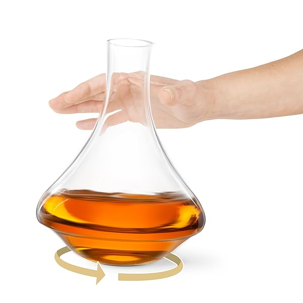 FINAL TOUCH REVOLVE SPINNING & ROTATING SPIRITS DECANTER – SWIRLING MOTION, ANTI-TIP DESIGN, LEAD-FREE CRYSTAL, IDEAL FOR GIN, RUM, WHISKEY & MORE, 750 ML (25 OZ) (LFG6100)