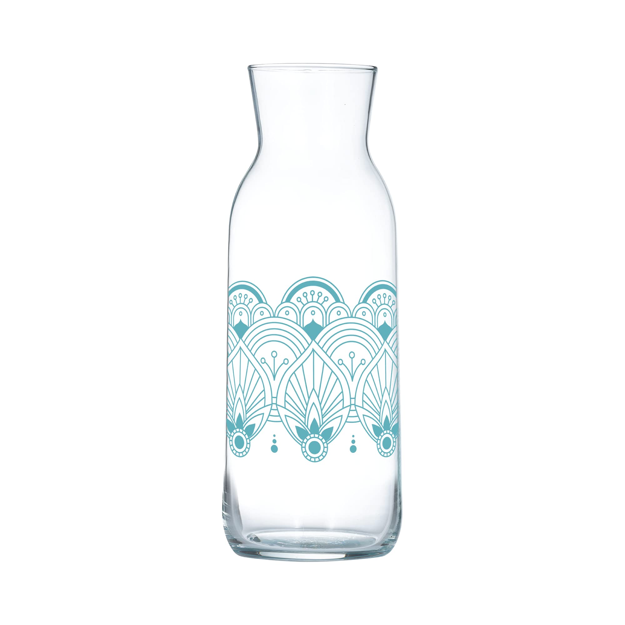 Typhoon World Foods Carafe | Durable Quality Glass with Mandala Decoration | Decanter For Wine, Water and Cocktails | 1.2 Litre