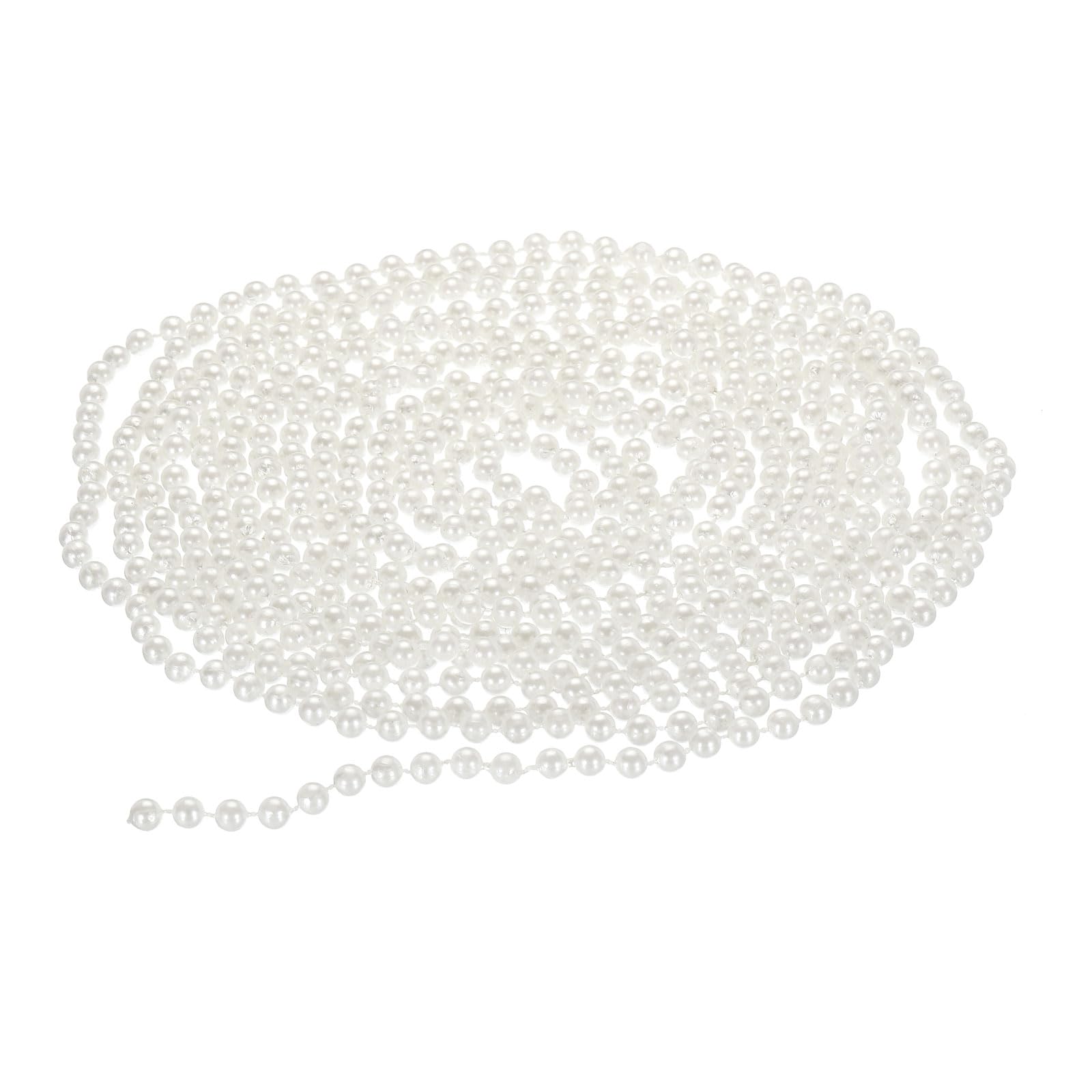 YOKIVE White Pearl Wired Garland, 16.4Ft Exquisite Artificial Pearls Strands 6mm OD Faux Pearl Beads Garland for Wedding Party Decoration DIY Crafts