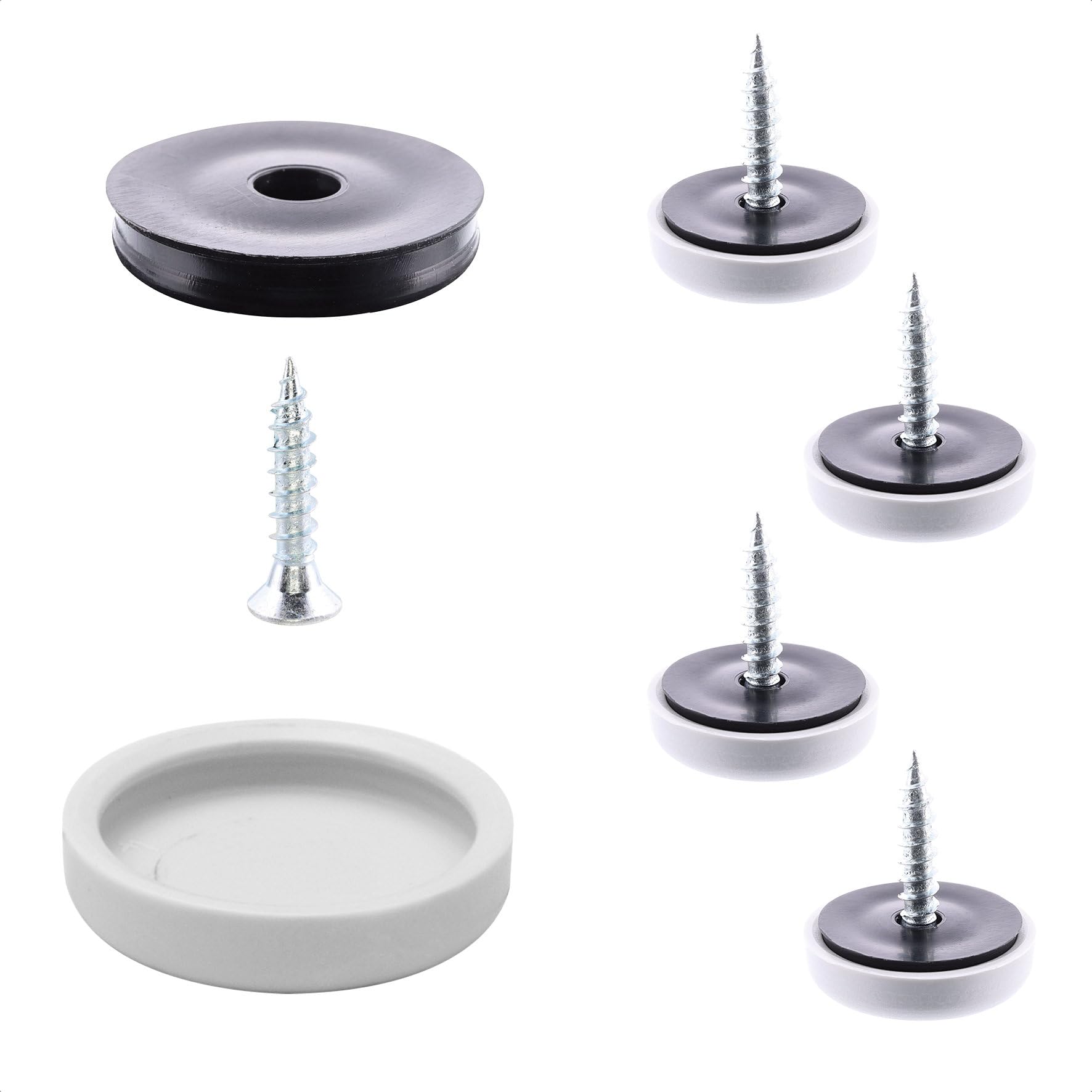 WAGNER QuickClick® Plastic glides furniture glides chair glides I 4pcs. set to screw on I 4x base+screw+interchangeable glide insert - plastic HYPER - diameter Ø 17 mm - Made in Germany - 15809300