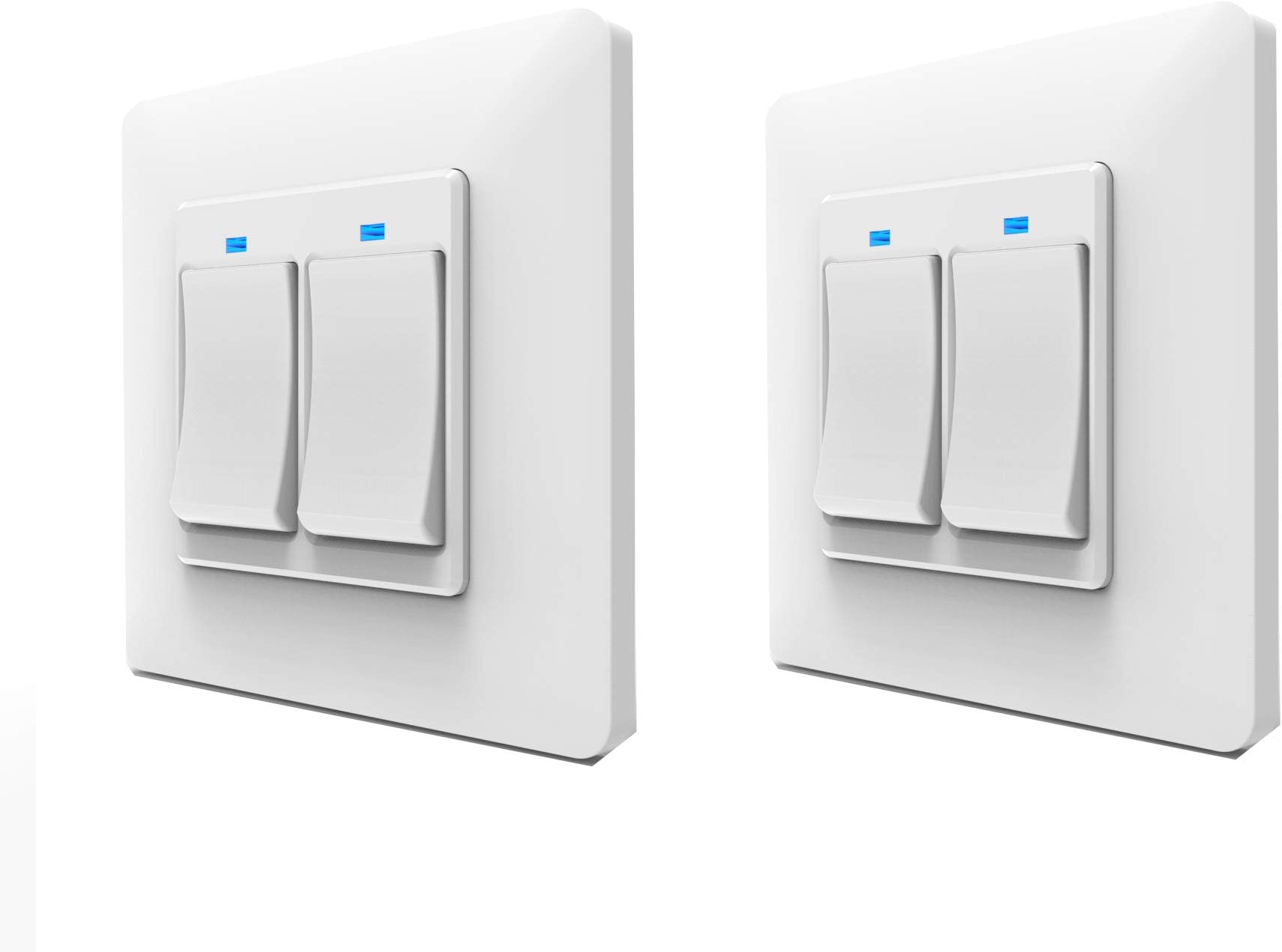 WiFi Smart Light Switch Supported Amazon Alexa, Google Home, IFTTT, iOS Android App, Neutral Wire Required (2, 2 Gang)