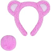 Norbiariz 1 Pack Purple Bear Ears Headband –Care Bear Costume Ears and Tail Set, Purple Animal Ears for Kids & Adult Costumes