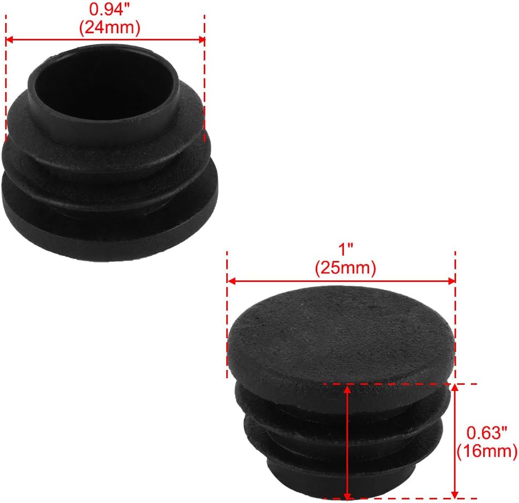 Sourcingmap Black Plastic 25mm Dia Blanking End Cap Round Pipe Tube Insert 18pcs - Image 3