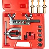 Brake Line Flaring Tool Kit, 3/16", 1/4", 5/16", 3/8" and 1/2&rdquo; Double &amp; Single Tubing Flare Tool for Copper and Aluminum Fuel Line Tube