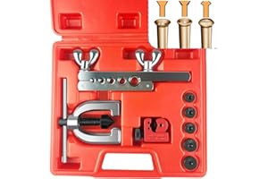 TUBPRO Brake Line Flaring Tool Kit, 3/16", 1/4", 5/16", 3/8" and 1/2” Double & Single Tubing Flare Tool for Copper and Aluminum Fuel Line Tube