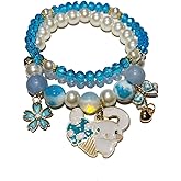 NIQIPOK Crystal Bead Bracelet Cute Cartoon Kawaii Elastic Beaded Bracelets for Women,Kawaii Crystal Beads Anime Relationship Matching Bracelet for Best Bracelets