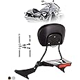 Kinglemc Powersports Sissy Bar with Backrest Luggage Rack for Suzuki Boulevard M109 R with Docking Hardware(Black,Non-Studded)