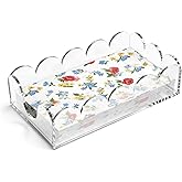 Oqqlin Acrylic Napkin Holder, Clear Guest Towel Holder 9 x 5.1 x 2.4 Inch Paper Hand Towels Storage Tray Refillable Napkin Tray for Table, Restaurant, Bathroom, Kitchen, Hotel, Party, Wedding