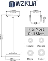 WZRUA Free Standing Toilet Roll Holder Chrome Stainless Steel Double Post view 6
