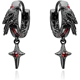 Gothic Raven Earrings for Women Dark Punk Crow Hoop Earring Black Bird Dangle Earring Crystal Drop Earrings Gothic Crow Jewelry for Party Nightclub Hiphop Style