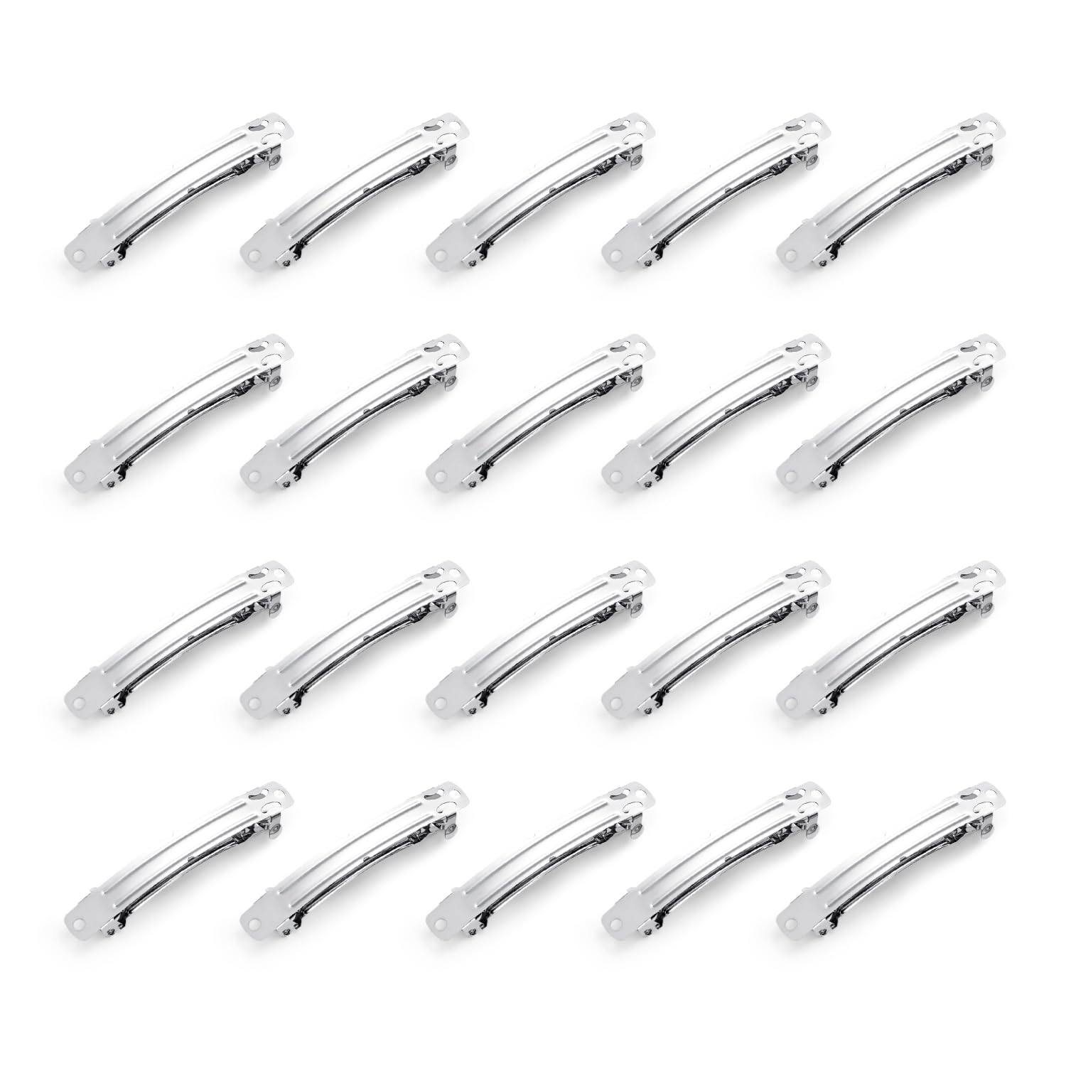 UJOY French Barrettes - DIY Basics Hair Clips, Metal Hair Grips Accessory Silver Hair Barrettes, 12Pcs for Size 3"&4" Hairdressing Clips Valentine Day Decoration for Her