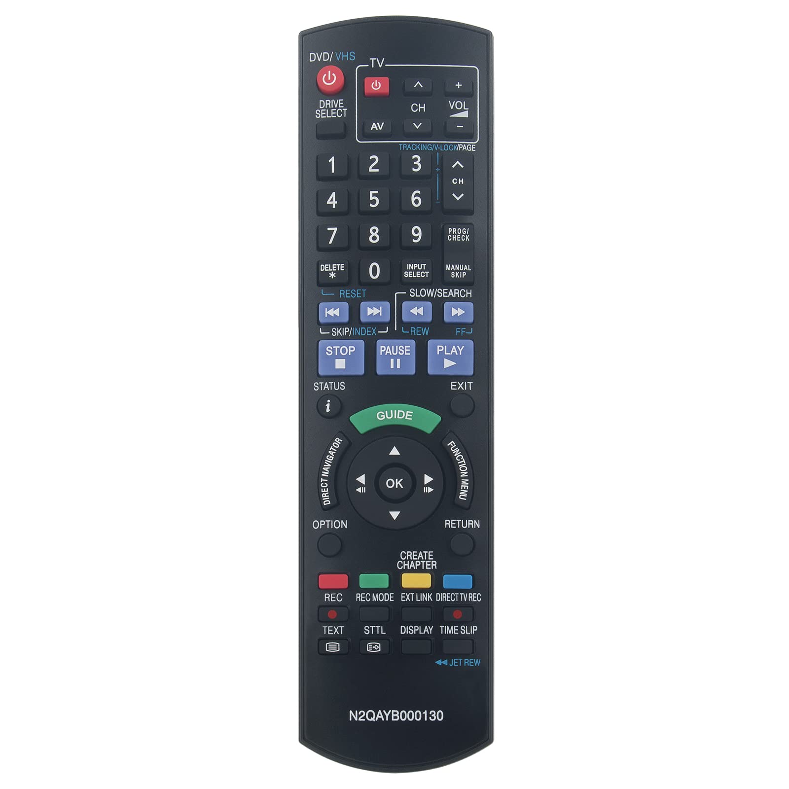 New N2QAYB000130 Remote Replace for PANASONIC DMR-EZ47/EZ48/EZ49/EX98/EX99 DMR-EZ48 DMR-EZ48V DMR-EZ49V DMR-EZ45V DMR-EZ49 DMR-EX98 DMR-EX99 DMREX98 DMREX98V DMREZ47 DMREZ47VEBK DMREZ47VEBS DMREZ48VEB